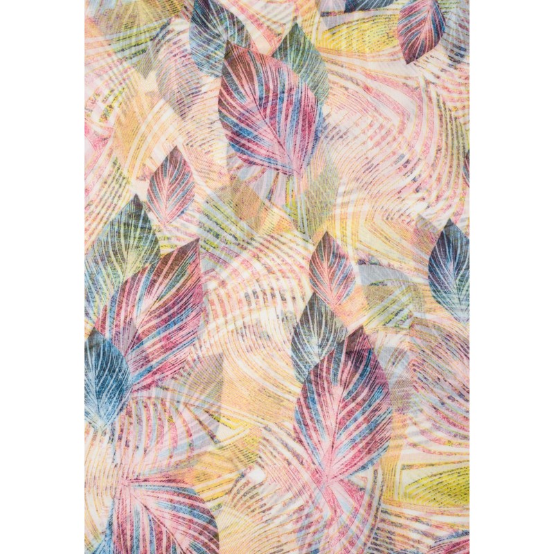 styleBREAKER 01016203 Women's Loop Scarf with Colourful Leaves Pattern, Yellow