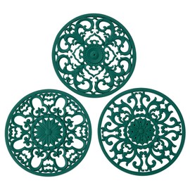 Extra Thick Silicone Trivet Mat for Hot Dishes, Hot Pots and Pans, Pot Holder, Hot Pad to Portect Your Table and Countertop, Kitchen Decor and Accessories,Malachite Green,Set of 3