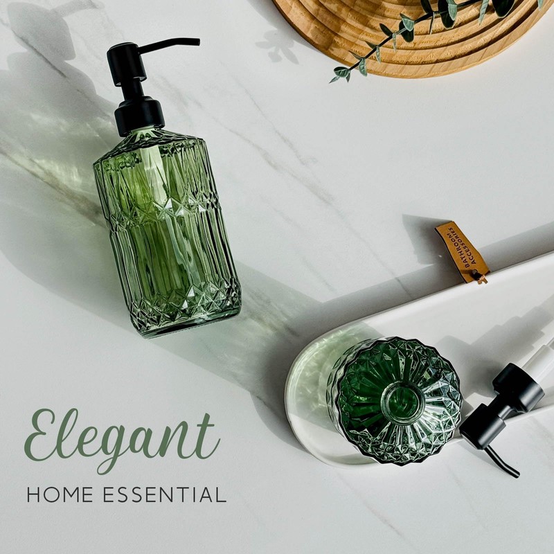 JASAI 18Oz Green Soap Dispenser with Black Rust Proof Pump,