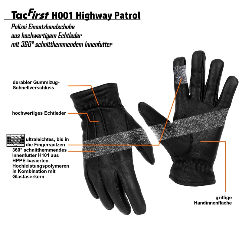 TacFirst Tactical Gloves Highway Patrol Small Gloves, Unisex, Einsatzhandschuh HIGHWAY