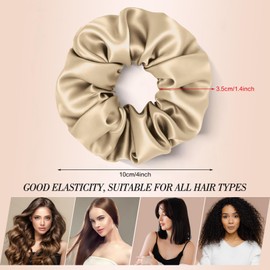 Satin Scrunchies for Ponytails Buns, 8 Pack No Crease Satin Hair Ties for Sleeping Overnight Gifts for New Mom Hair Scrunchies for Thick & Thin