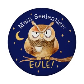 Owl Magnet Round with Bottle Opener Round with Saying My Soul Animal Owl Favourite Animal Uhu Spirit Animal for the Night Man Man Night Owl