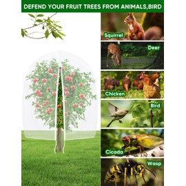 Fruit Tree Netting for Cicadas - with Zipper 2 Pcs 6 x 5.3FT Garden Bird Netting for Blueberry Bushes with Drawstring,Insect Plant Protection Mesh Net Bags for Tomato,Cicada,Animals (2, 5.3 x 6 FT)