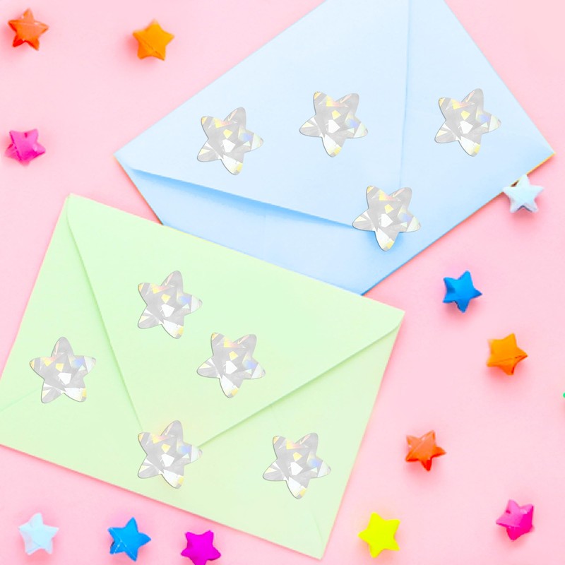 Silver Star Stickers,1 inch Holographic Star Stickers Roll for Kids