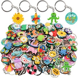 XHAOYEAHX Summer Keychain Charms Beach Party Favors Backpack Car Key Accessories, 100pcs Summer Keychains, Regular