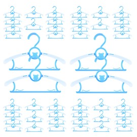 Baby Hangers for Nursery Closet 40 Pack Plastic Kids Clothes Hanger Space Saving Non Slip Extendable Toddler 11-14” Adjustable Hangers Heavy Duty Clothing Infant Hanger Bulk, Blue