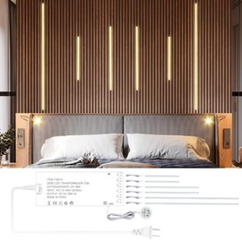 CUBITOR LED Recessed Lighting Kit,6 Pack Self-Adhesive LED Light Bar, Warm White 3000K, with Touching Switch, for Wood Slat Wall Panels,Indoor Wall,Home Decor. Silver Chanenl,2Pcs*(16In+24In+40In)