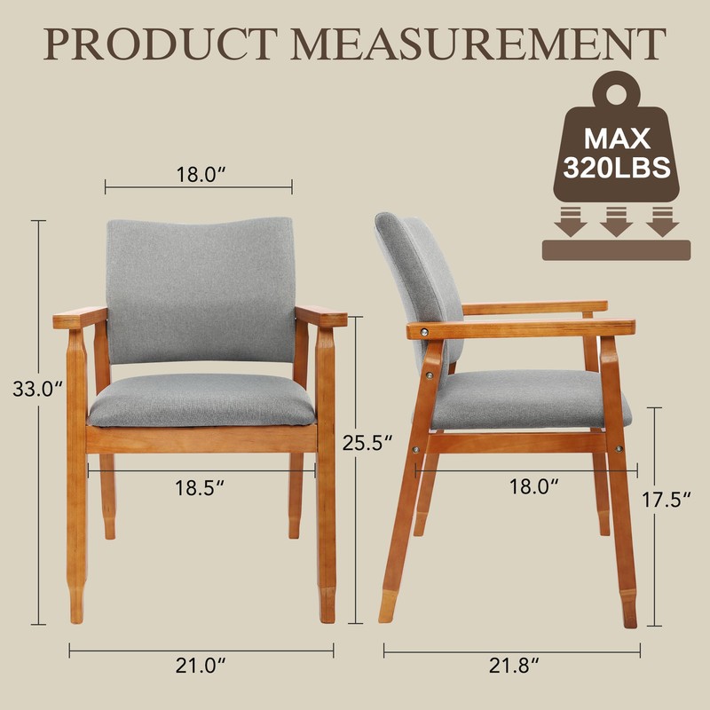 GOTMINSI Mid-Century Modern Linen Dining Chair with Arms, Solid Wood