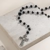Gothic Cross Pendant Y-Shaped Necklace Blood Red/Black Crystal Rosary Beads