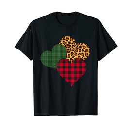 Plaid Hearts, Vintage Leopard Print Tee for Valentine's Day T-Shirt