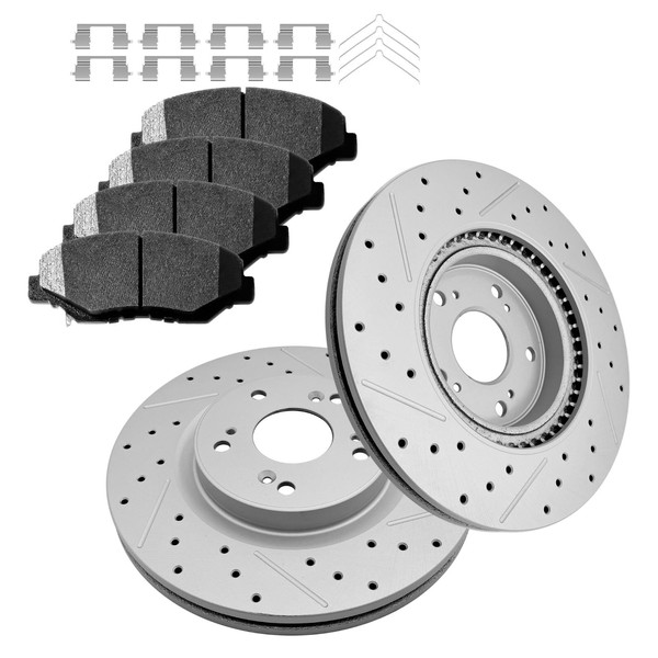 Fraxle Front Drilled & Slotted Disc Brake Rotors and Ceramic