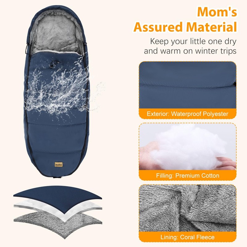 Zooawa Stroller Bunting Bag Universal, Waterproof Baby Stroller Footmuff, Christmas