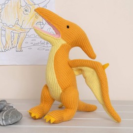 Best Years Knitted Yellow Pterodactyl Dinosaur Soft Toy. Suitable from Birth