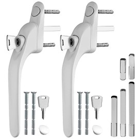 Neoteck 2PCS Inline Window Handle Universal Espag Key Locking Lockable Double Glazing Suitable for All Common Windows and Balcony Doors