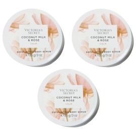 Victoria's Secret 3X VICTORIAS SECRET COCONUT MILK & ROSE CALM EXFOLIATING BODY SCRUB 3 oz TRAVEL