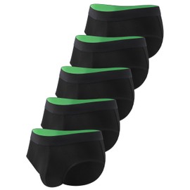 TIICHOO Mens Incontinence Underwear Washable Cotton Leak Proof Underwear for Men Briefs 5 Pack (XX-Large, 5 Black)
