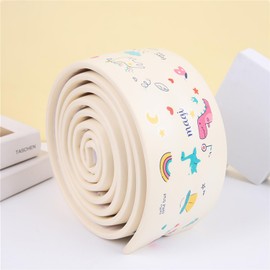 Edge Protector for Baby, Soft Foam Furniture Edge Bumper Guards, Desk Edge Cushion, Bunk Bed Ladder Pads, Baby Proofing Edge Corner Protector for Table, Fireplace, 6.6 Ft Rice White