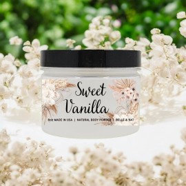 BELLE & KAT Sweet Vanilla Sugar Scented Body Dusting Powder for Men & Women Talc-Free 8oz
