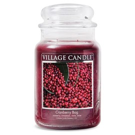 Village Candle Cranberry Bog, Large Glass Apothecary Jar, Scented Candle, 21.25 oz