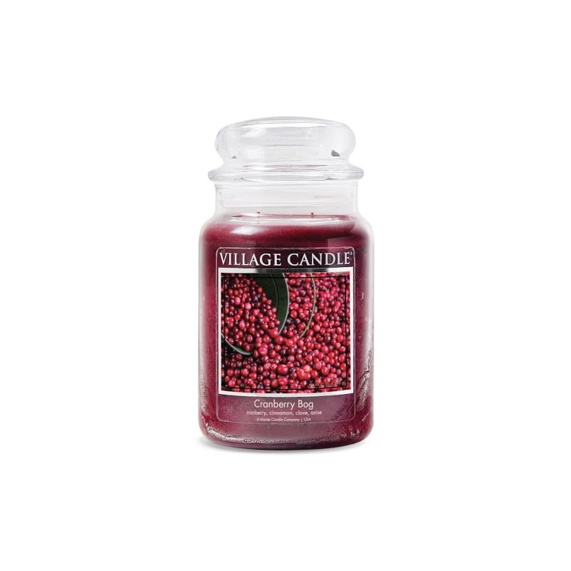 Village Candle Cranberry Bog, Large Glass Apothecary Jar, Scented Candle,