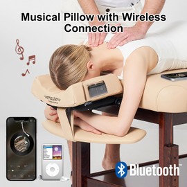 Music Master High Fidelity Sound Face Cradle Cushion- Bluetooth Massage Pillow for Face Down Resting- Ultra Soft Massage Table Headrest-Large Eye Openingfor Superior Comfort, Cream