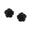 Soft Black Rose Flower Stud Earrings Resin 925 Sterling Silver