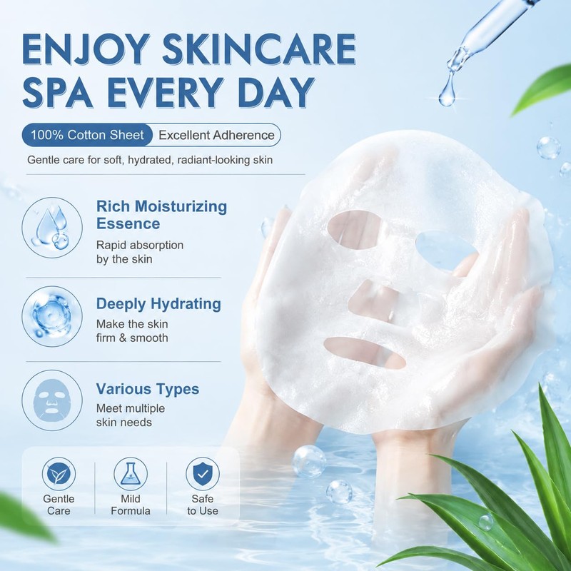 18PCS Face Masks Skincare,Hydrating Sheet Face Masks Skincare for Women