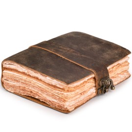 LEATHER VILLAGE Leather Bound Vintage Journal for Women & Men - Book of Shadows - Lock Closure - 200 Pages of Antique Deckle Edges Handmade Paper - Rustic Brown Color - 13 X 8 (A4) inches