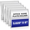 Yaocom Set of 5 Curved Name Plate Holder 5.625" x 6" Wall Mount Office Business Door Sign Holder Aluminum Sturdy Office Sign Frame with Adhesive Tape Film for Business Cubicle Custom Display, Silver