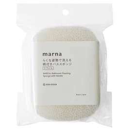 Marna W676W Bath Sponge with Handle Refill (Replacement/Hanging) Bath Sponge (Drains Quickly, Quick Drying) Bath Cleaning, Bath Sponge, White
