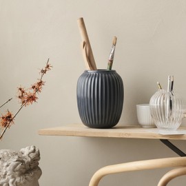 Kahler Hammershoi Vase, Anthracite Grey, 8.3" H x 6.7" D, Designed by Hans-Christian Bauer, Gift Box Included