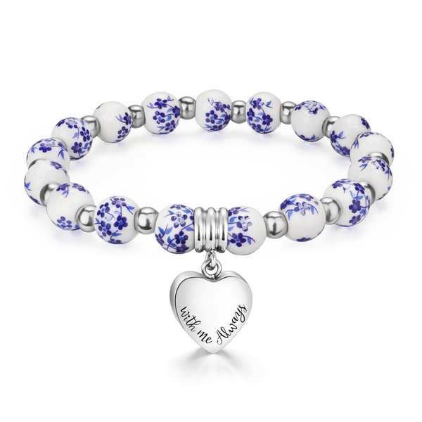 XIUDA Heart Cremation Jewelry Urn Bracelet for Human Ashes Stainless