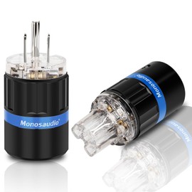 Monosaudio Audiophile Power Plug Pure Copper 15A/125V 10A/250V IEC C13/C15 Power Connector Hi-end Audio Power Plug for DIY Audiophile Power Cord HiFi Audio AC Power Cable(Rhodium Plated)（M105R/F105R）