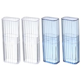 4 Pieces Portable Cotton Swab Holder Mini Dental Floss Storage Box Travel Cotton Swab Case Floss Pick Dispenser Travel Storage Case for Floss Sticks Cotton Swabs Hair Accessories, Clear, Clear-Blue