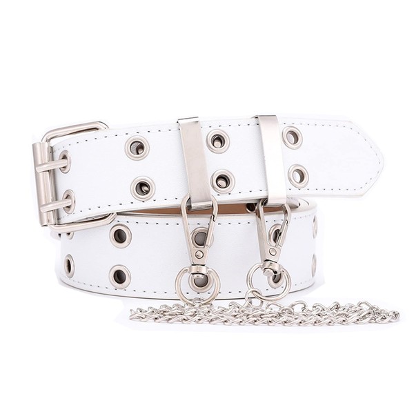 NiceYnn Double Grommet Belt with Detachable Adjustable Metal Chain -