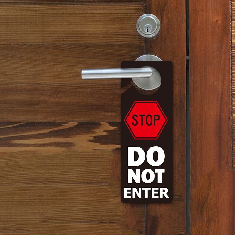 Funny Stop Do Not Enter Door Hanger Sign, 2 Pack(Double