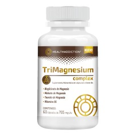 Healthaddiction - Magnesio Complex - Trimagnesium Suplemento Alimenticio Con Bisglicinato, Malato Y Taurato De Magnesio + Vitamina B6 Cápsulas De Alta Absorción Sin Gluten 60 Cápsulas De 765 mg c/u