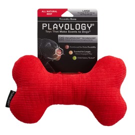 PLAYOLOGY Plush - Squeaky Bone - Large - Engaging All-Natural Beef Scent