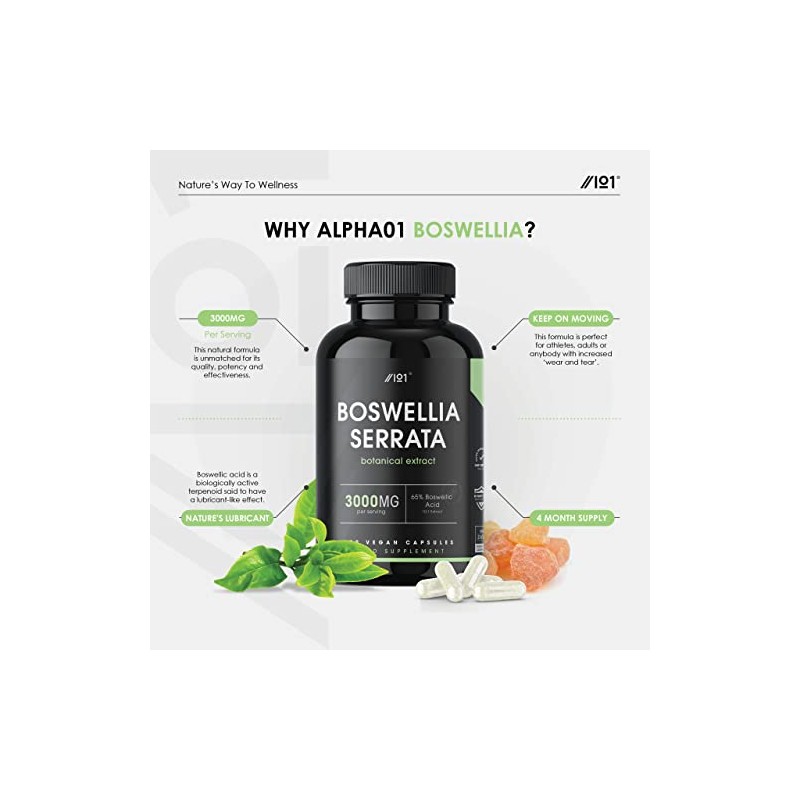 Boswellia Serrata Extract 3000mg - Raw Indian Frankincense - No