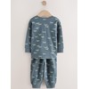 NEXT Oversized Fit Cotton Pyjamas Pack of 3, Blue/Ecru