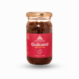 Anaghaya Pure Rose Petal Jam with Cardamom - 7 oz | Natural Ayurvedic Gulkand | Superfood Sweetener for Desserts, Ice Cream, & Smoothies | Refreshing Flavor