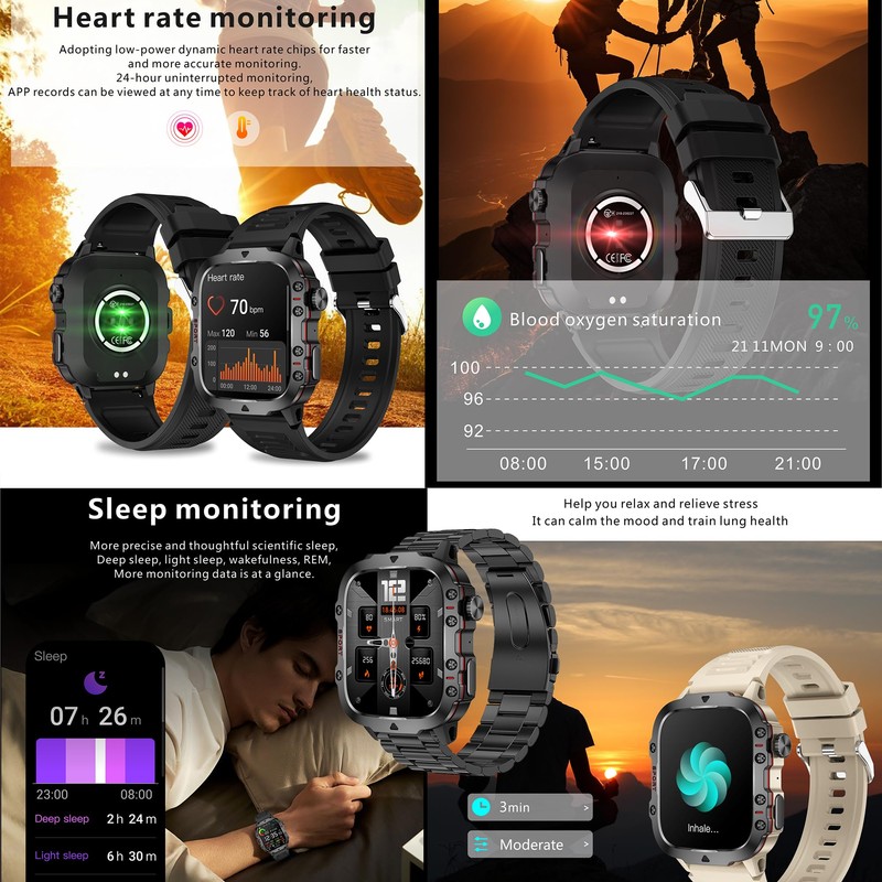 Men's Smart Watch with Bluetooth Calling, 1.96 Inch AMOLED Smartwatch