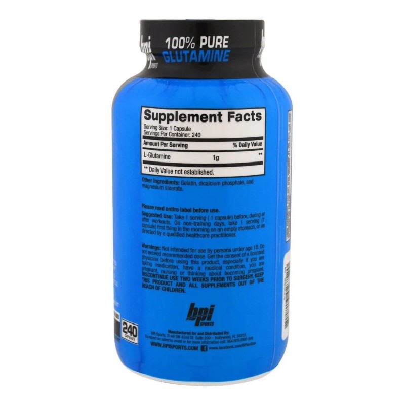 Bpi Sports 100% Glutamina 1 Gr 240 Caps Recuperación Músculo