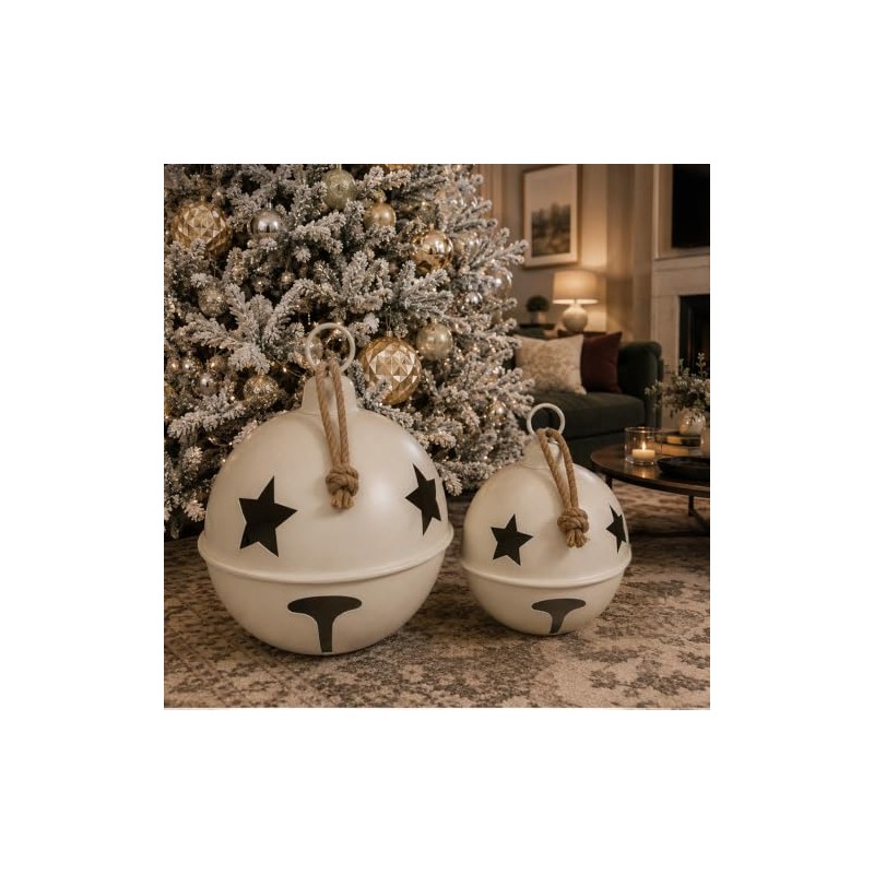 Artego Cascabeles navideños Gigantes Set 2 Piezas Metal Pie de