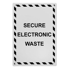 Secure Electronic Waste Sign, 8.5 x 11 in" OSHA Compliant Electrical Warning Sign, Weatherproof Plastic, UV resistant & Easy-to-Read Signage