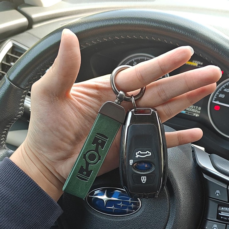TulinTulin Leather Boxer Engine Keychain Green For Subaru