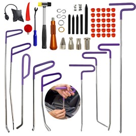NIUVOCY 59pcs Paintless Dent Rods Repair Tools with Knock Down Pens,Red Soft Caps,Red Wedge and More,Suitable Removal Hail Damage,Dings and More for Car Body Dent Repair