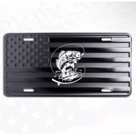 BLVD American Flag w/ Large Mouth Bass Embossed Fishing License Plate Tag