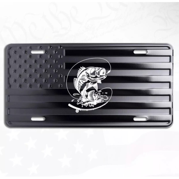 BLVD American Flag w/ Large Mouth Bass Embossed Fishing License