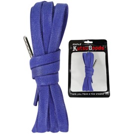 KutsuGoods Wax Shoelaces with Tip Tip Shoelaces, 47.2 inches (120 cm), 55.1 inches (140 cm), 63.0 inches (160 cm), Flat Laces, Shoelaces, 0.3 inch (7 mm) Wide Sneakers, blue, 140